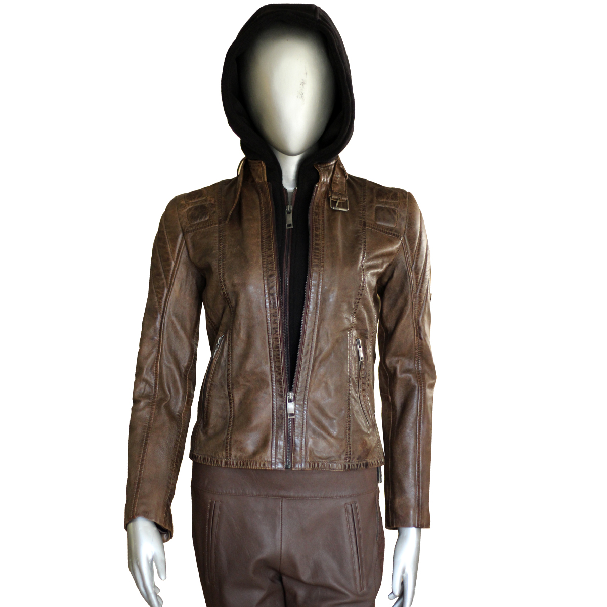 A.R Textile Mills Pvt Ltd | AR-002 Hoody Leather Ladies Jacket
