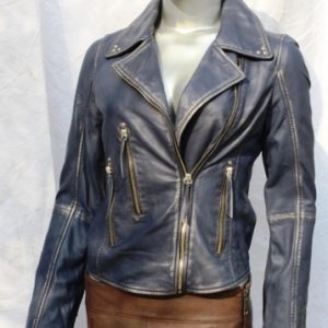 AR-GR-0117L SHEEP BURNISH WAXY LADIES LEATHER JACKET