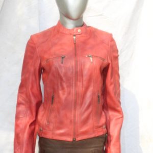 AR-GR-0118L SHEEP BURNISH WAXY LADIES LEATHER JACKET