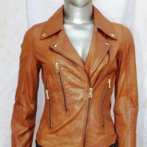 AR-GR-0123L SHEEP BURNISH WAXY LADIES LEATHER JACKET